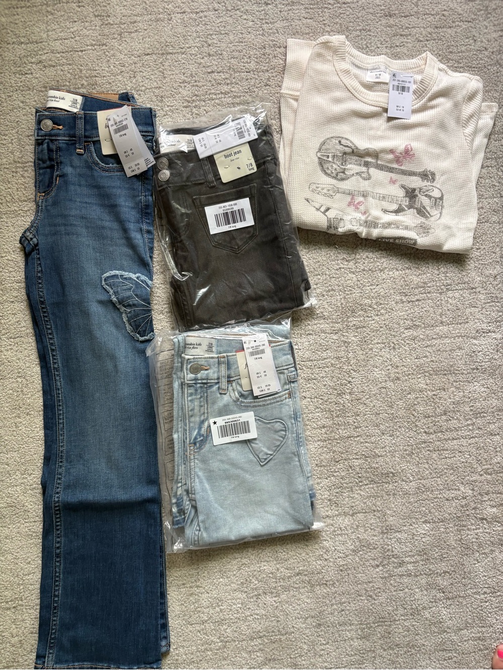 abercrombie kids Blue Straight Leg Jeans with Heart Patch